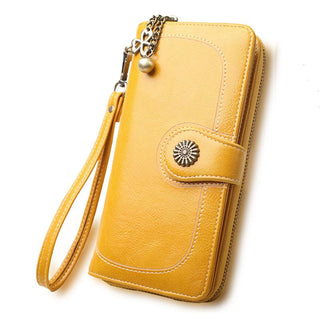 Buy yellow Women Floral Split Long Leather Wallet