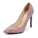 Women Plaid Pointed Toe Stiletto Heels