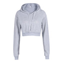 Cropped Solid-Coloured Drawstring Hoodie