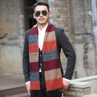 Men Stitching Imitation Cashmere Scarf