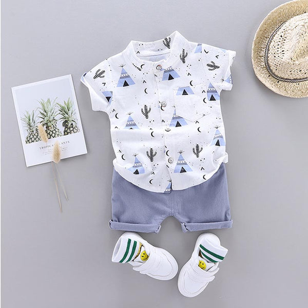 Boys Short Sleeve Shirt Shorts Suit