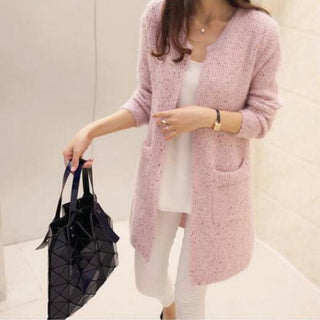 Buy pink Fuzzy Sparkle Round Neck Cardigan