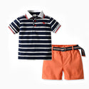 Boys' Short-sleeved T-shirt Suspender Pants