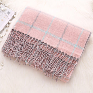 Buy pink Women Double-Sided Plaid Scarf