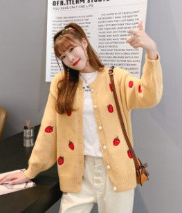 Women Strawberry Cardigan Sweater