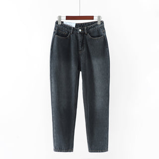 Buy gray Women Thin Straight Leg Jeans