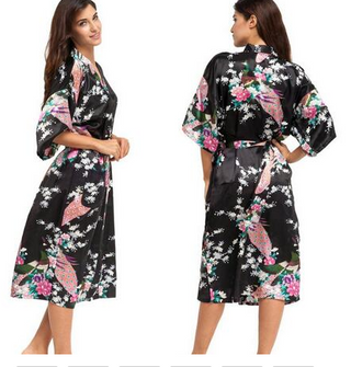 Buy black Women Satin Silk Robe