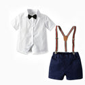 Boys' Short-sleeved T-shirt Suspender Pants