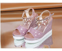 Hanging Strap Sparkly Wedge Platform Sandals