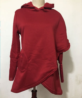 Buy red Women Loose Cotton Shawl Hoodie