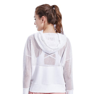 Buy white Women Gauze Fitness Hoodie