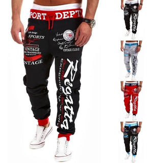 Buy black-red Men&#39;s Letter Print Skinny Harem Pants