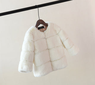 Buy white Kids Faux Fur Cotton Coat