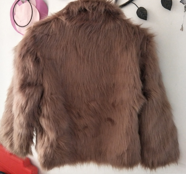 Women Stand Collar Fur Slim Jacket