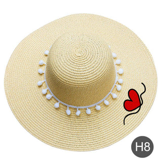 Buy 8 Women Plain Heart Patterned Straw Hat