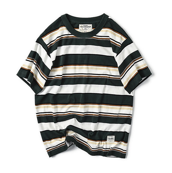 Men Cotton Round Neck Striped T-Shirt