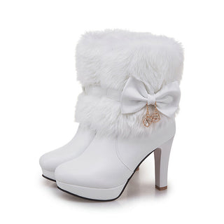 Buy white Women Sweet High Heel Boots