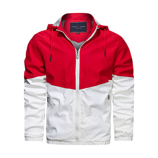 Buy red Men Hooded Stand Collar Casual Jacket