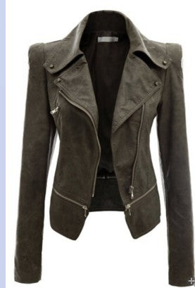 Buy green Women Leather Jacket