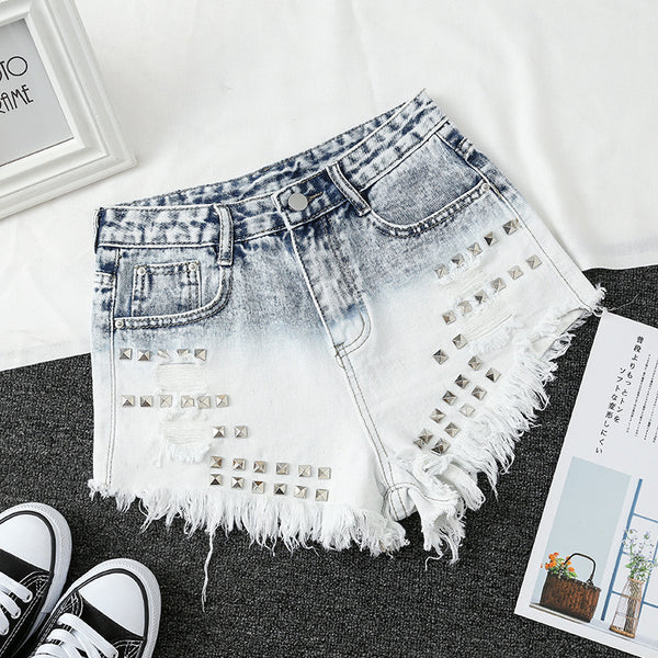 Women Gradient Denim Jean Shorts