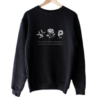 Buy black Floral Kindness Cotton Round Neck Sweater