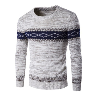 Buy rice-white Men Ethnic Style Warm Knit Sweater