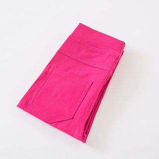 Buy dark-pink Woven Cotton Mid Waist Jeggings