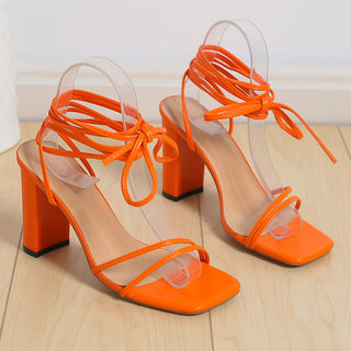 Buy orange Women&#39;s Lace Up Strappy Sandals