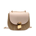 Metal Accessory Straw Crossbody Bag