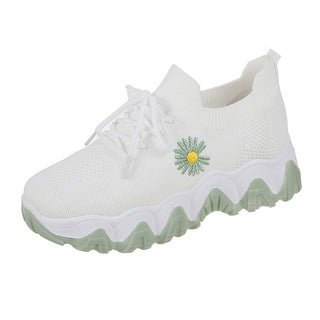 Buy green Women Floral Flying Woven Mesh Sneakers