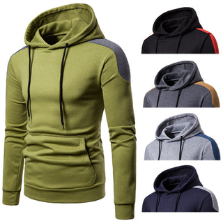 Men Long Sleeve Matching Color Hoodie