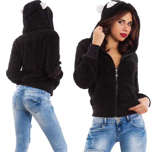 Women Slim Plush Fabric Hoodie