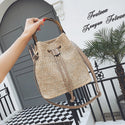 Bamboo Bucket Hand and Shoulder Straw Bag