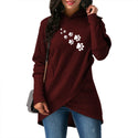 Women Paw Print Long Hoodie