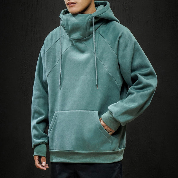 Men Solid Color Raglan Sleeve Hoodie