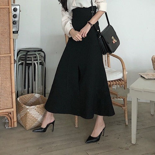 Women High Waist Slit Mermaid Maxi Skirt