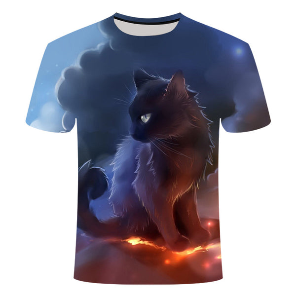 Unisex Cute Cat Print 3D Short Sleeve T-shirt