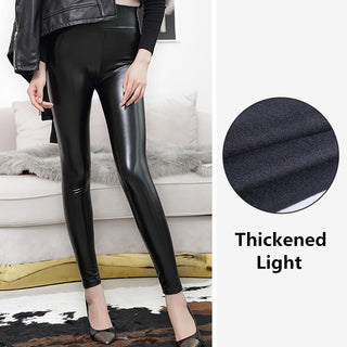 Buy thickened-light Women High Waist Tight Leather Leggings