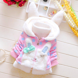 Bunny Hooded Cotton Fiber Blend Sweater