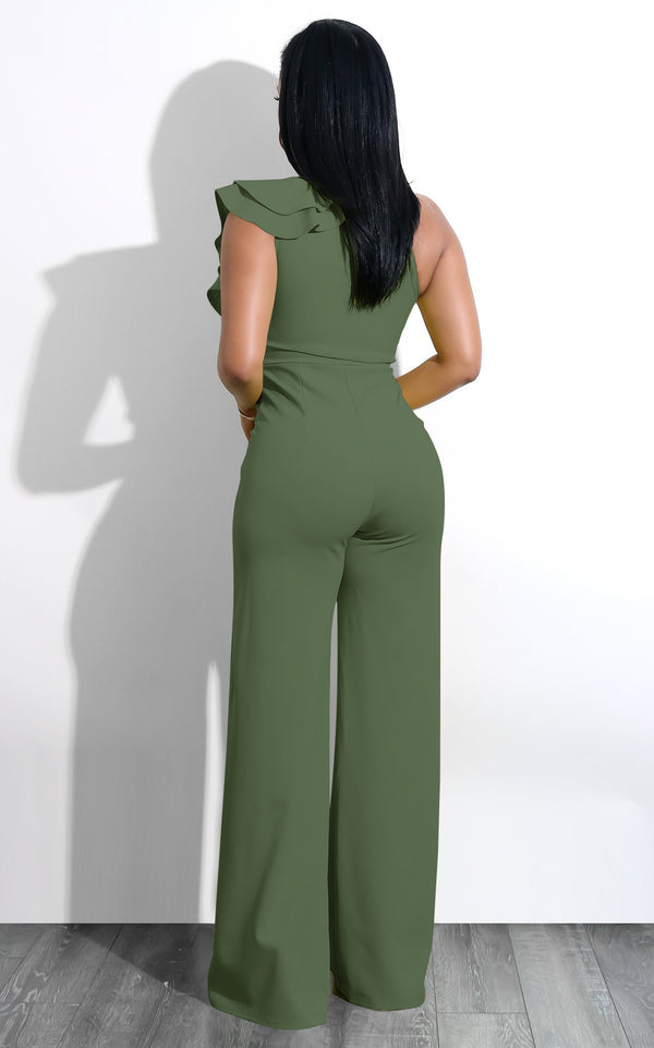 Side Shoulder Ruffled Jumpsuit