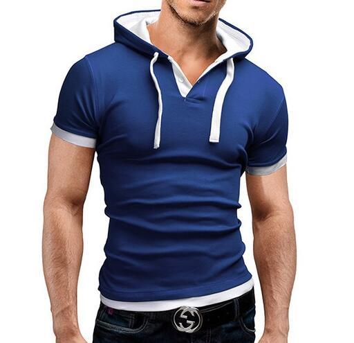 Men Polo Short Sleeve Hooded Shirt