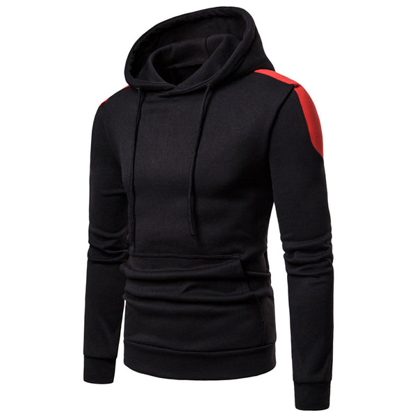 Men Long Sleeve Matching Color Hoodie