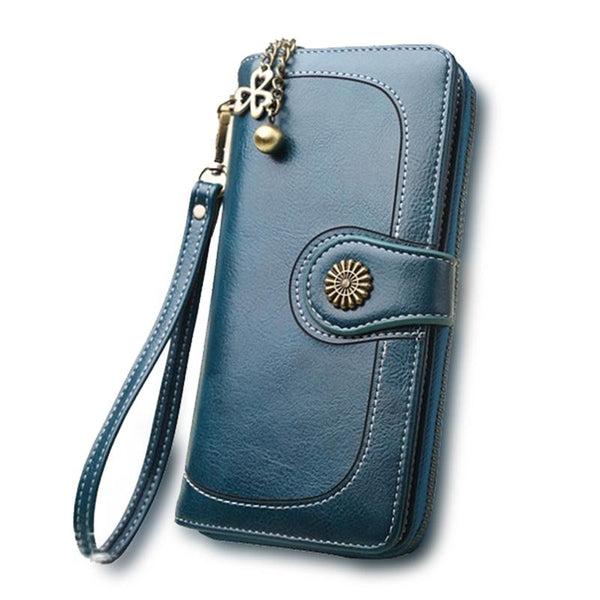 Women Floral Split Long Leather Wallet