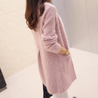 Fuzzy Sparkle Round Neck Cardigan