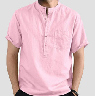 Men's Cotton Linen Solid Color Pocket Shirts