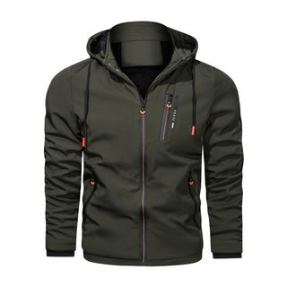 Buy army-green Men Detachable Hooded Jacket