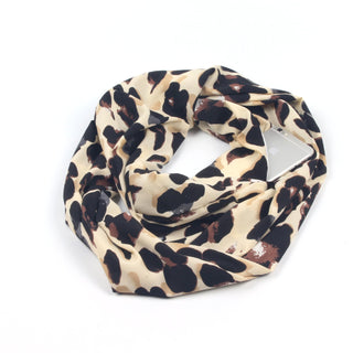 Buy leopard-khaki Women Ring-Printed Infinity Scarf