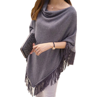 Buy gray Women Sweater Cloak Shawl