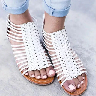 Buy white Women Openwork Roman Flat Sole Sandals