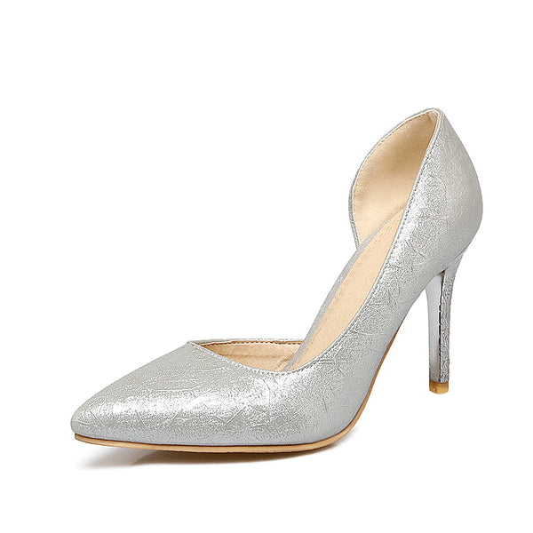 Sparkly Pointed Rubber Leather High Heels